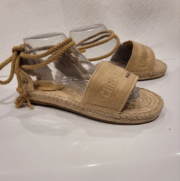 Christian Dior Granville Canvas Ankle Tie Sandals Size 42 US (10)